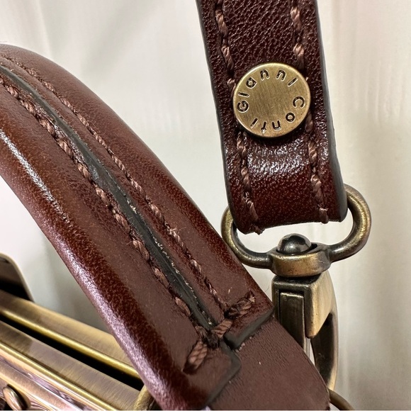 Gianni Conti Doctor Handbag | Brown Leather & Brass | NWT - Picture 14 of 16